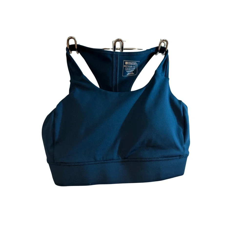 Mountain Warehouse Recycled Fabric Sports Bra Teal Blue Racerback Size 4 US 8 UK
